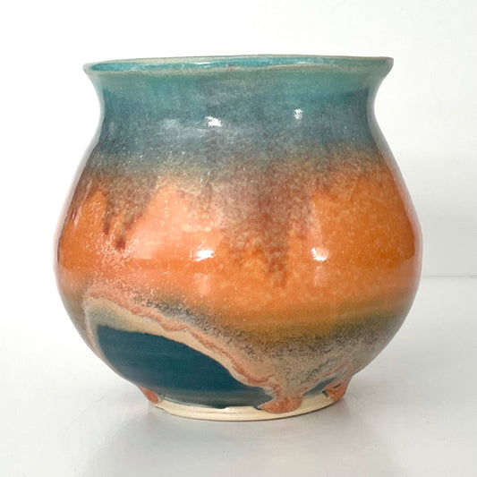 Blue and Orange Globe Vase